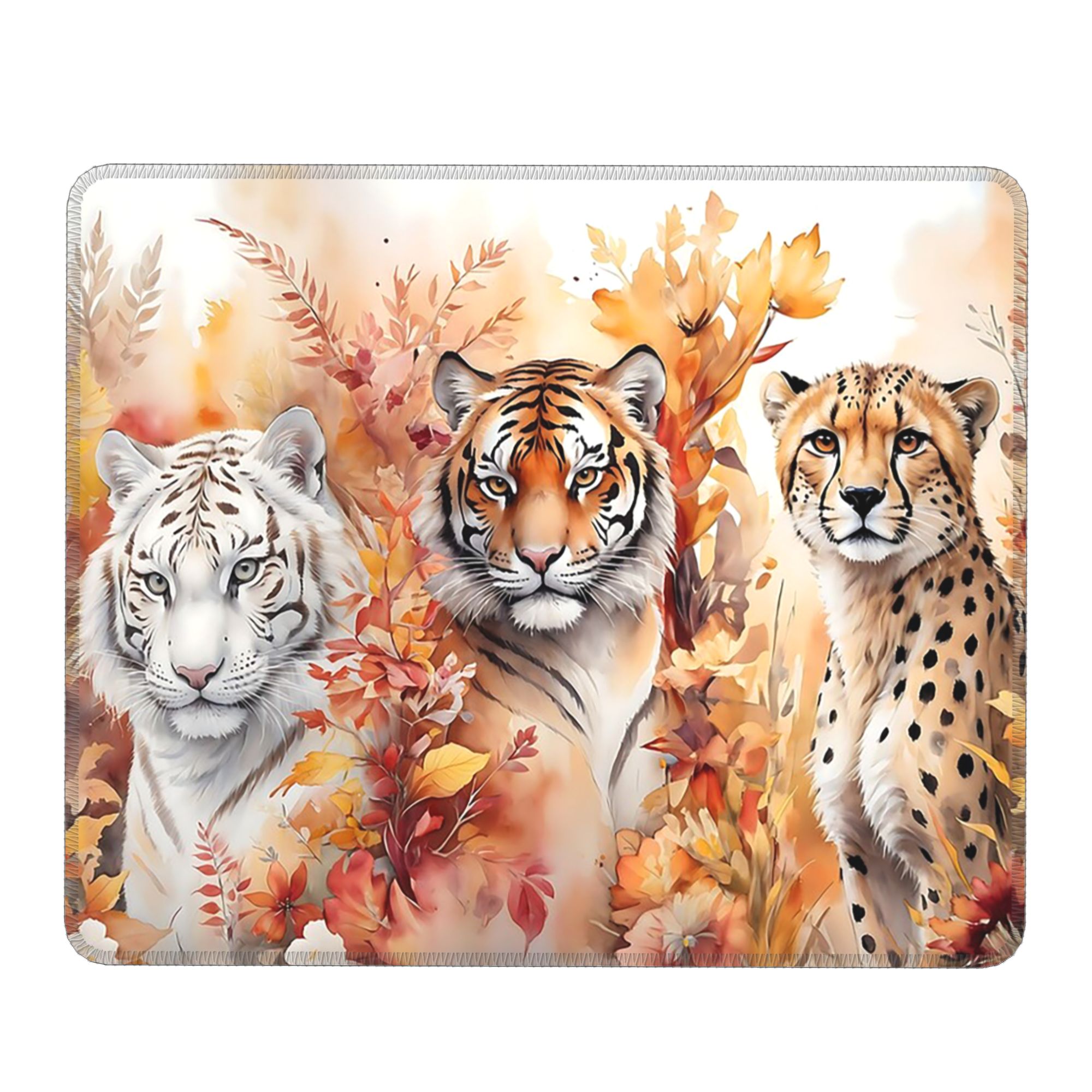 Gaming Accessories For Your Desk - Tiger Face And Autumn Foliage Mouse